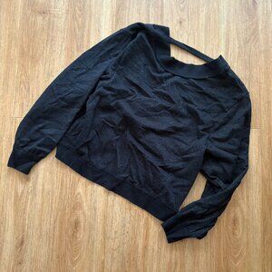 Pilcro Anthropologie Long Sleeve Open Twist Back Sweater Black Heather Size XS